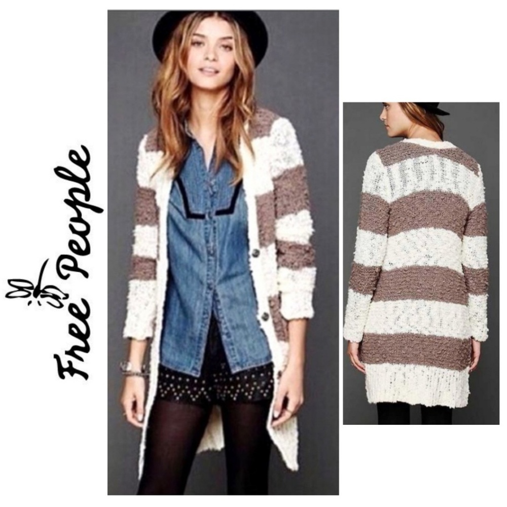FREE PEOPLE Rugby Stripe Cardigan - Size L